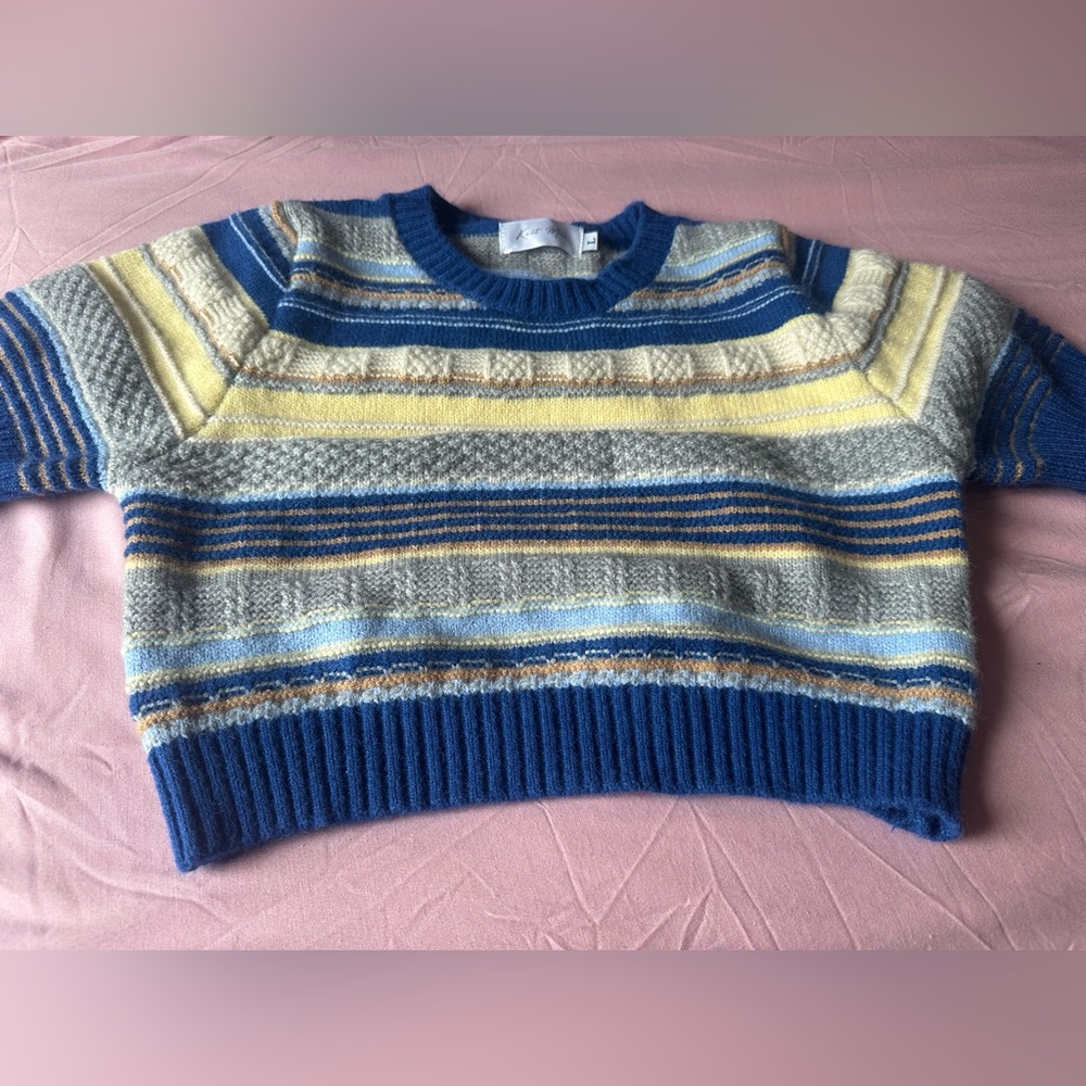 KnitMix Striped Blue and Yellow Women's Crop Top